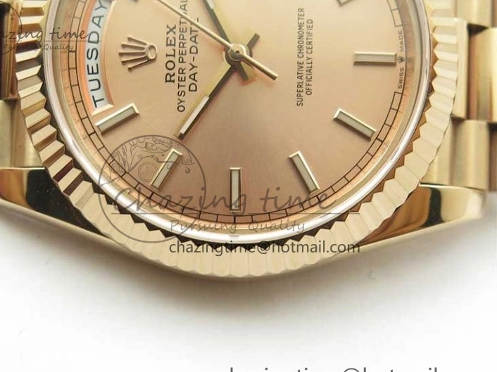 on 904 228239 Day-Date Version Dial President Stick Markers A2836 Bracelet RG RG RG New BP Dial 40mm 0313